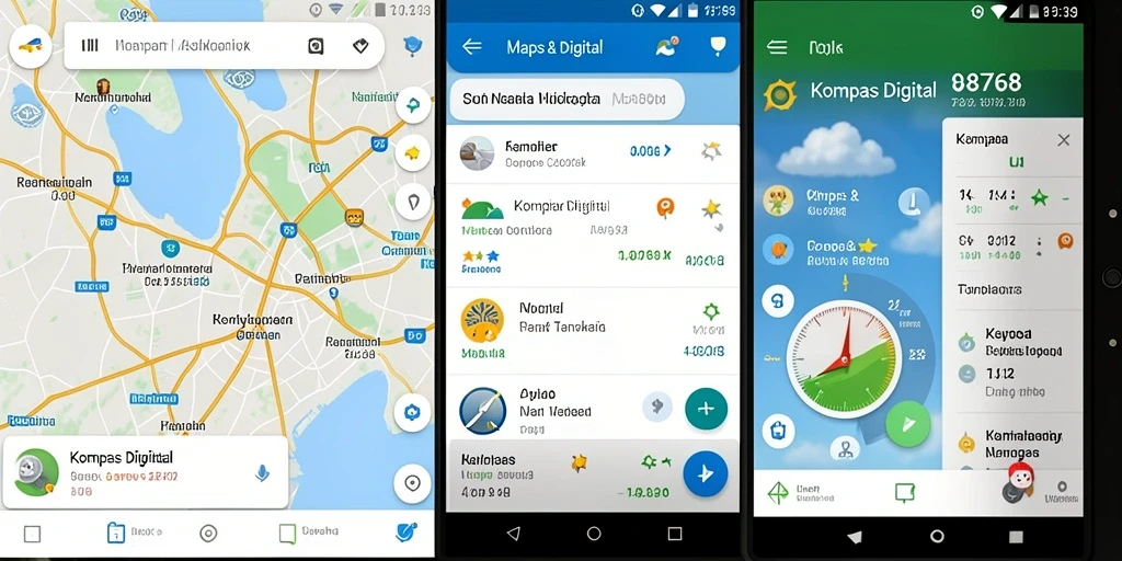 Antarmuka aplikasi Kompas Digital 8768 dengan navigasi yang intuitif.