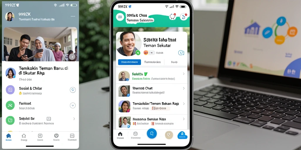 Antarmuka aplikasi 999ZK yang sederhana dan intuitif untuk Teman Sekitar.