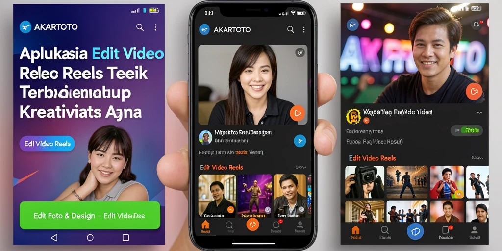 Antarmuka aplikasi AKARTOTO untuk edit video reels yang user-friendly.