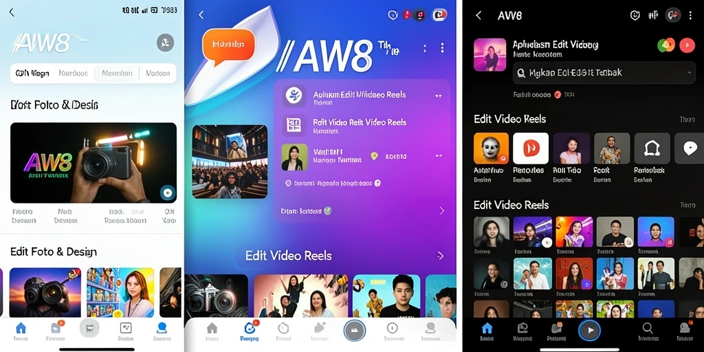 Tampilan antarmuka AW8 dengan fitur Edit Video Reels yang menarik.