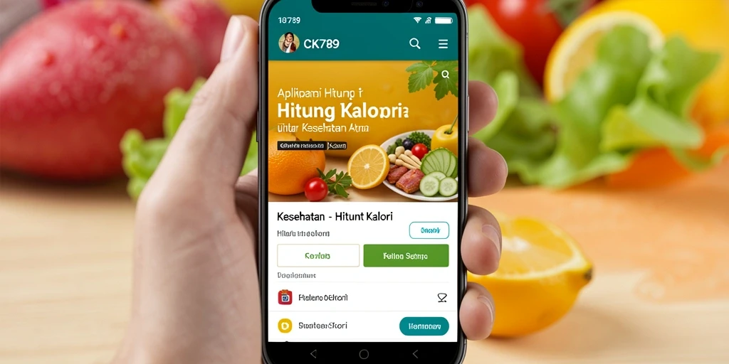 Screenshot utama CK789 menampilkan antarmuka aplikasi Hitung Kalori yang user-friendly.