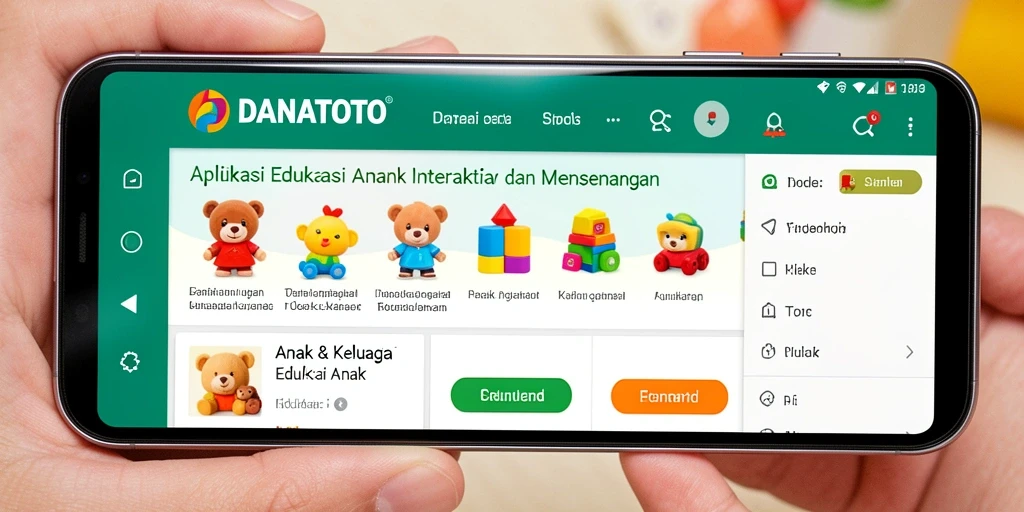 Tampilan antarmuka yang cerah dan menarik untuk anak-anak.