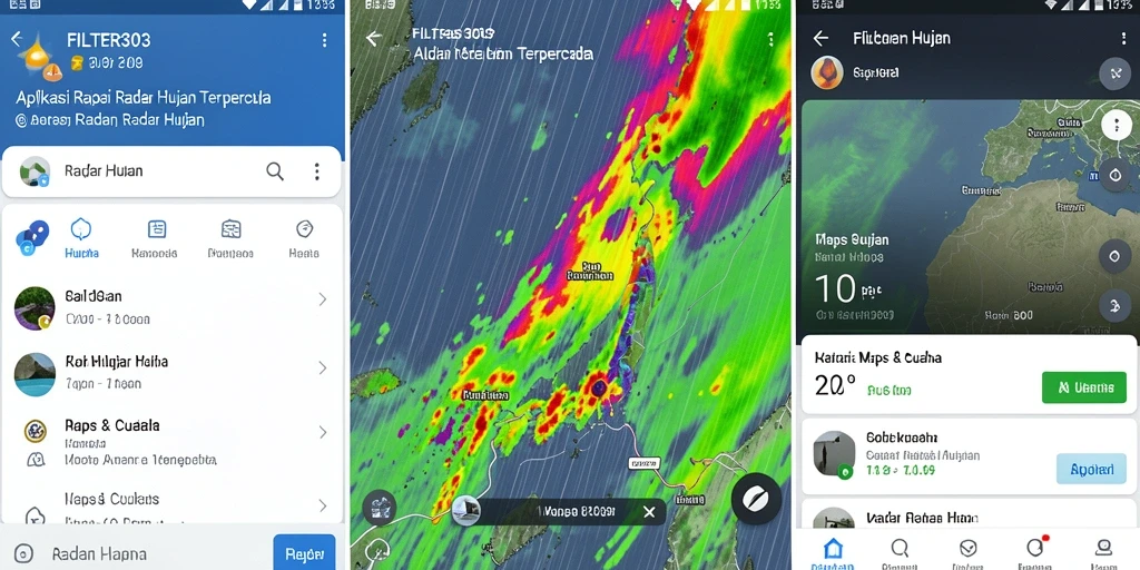 Tampilan antarmuka FILTER303 dengan informasi Radar Hujan terkini.