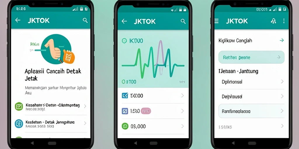 Tampilan antarmuka JKTOK dengan grafik detak jantung yang interaktif.
