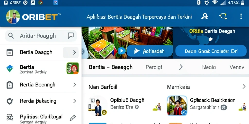Tampilan antarmuka aplikasi ORIBET dengan berita daerah terkini.