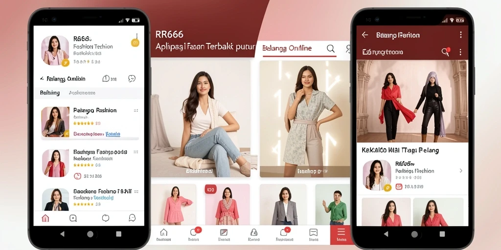 Tampilan antarmuka utama aplikasi RR666 untuk belanja fashion.