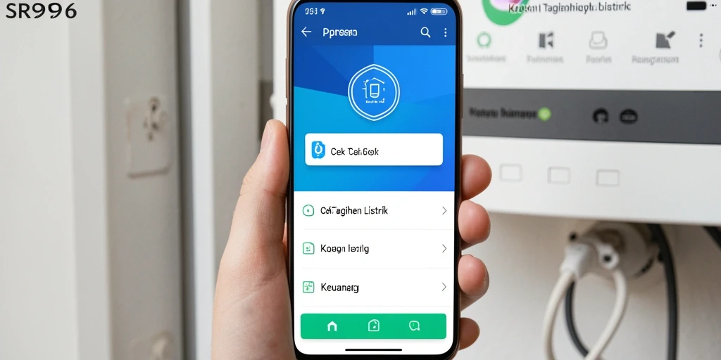 Tampilan antarmuka utama SR996 untuk cek tagihan listrik secara cepat.